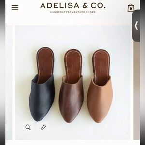 Adelisa and Co Black Leather Mules